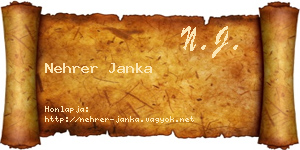 Nehrer Janka névjegykártya